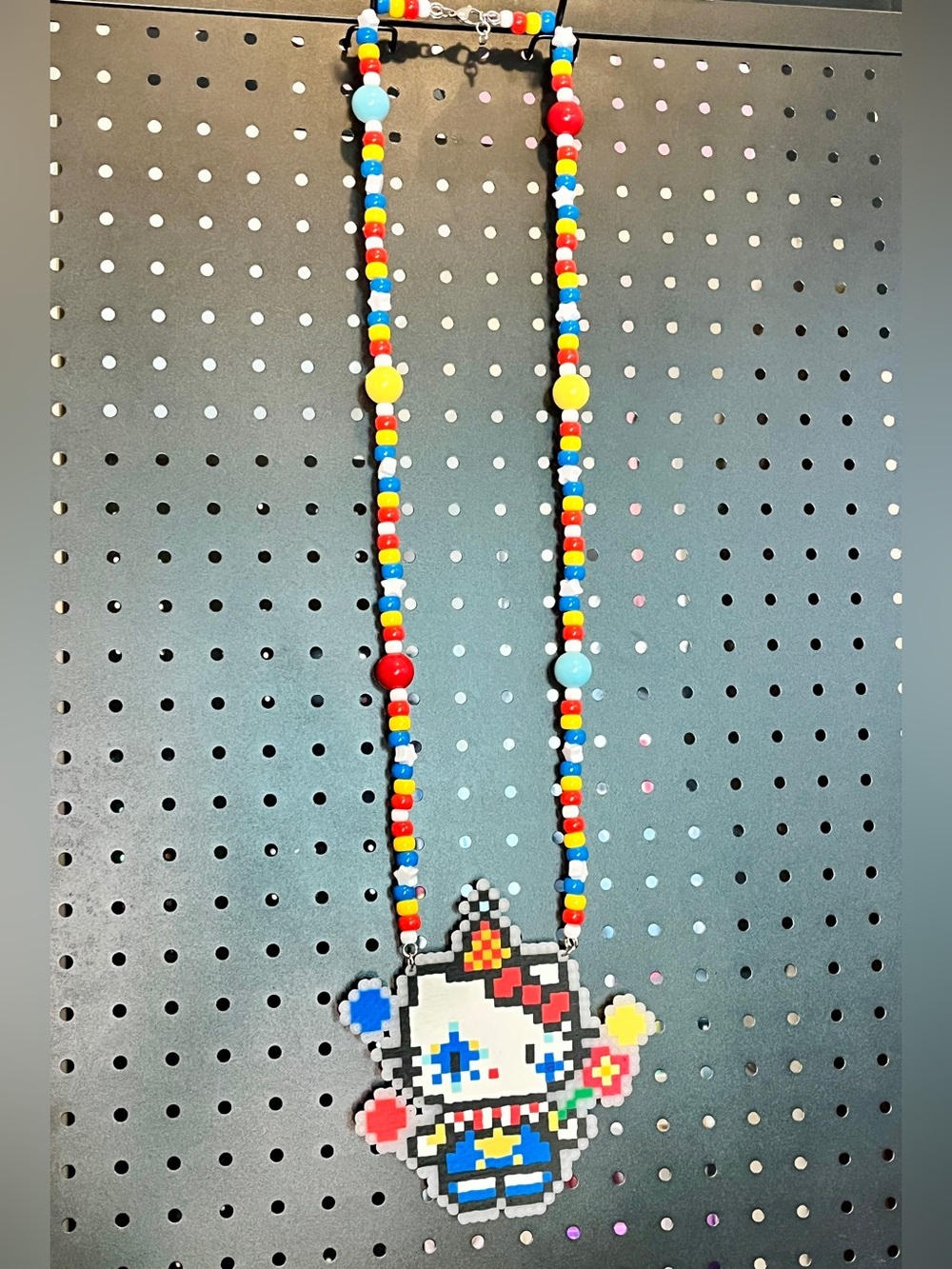 Hello Kitty Clown Perler Necklace